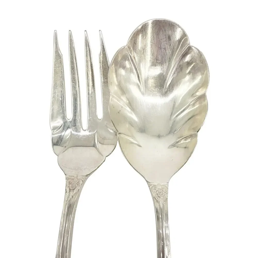 1847 ROGERS BROS Heritage Silver Plate Serving Set Casserole Spoon & Meat Fork